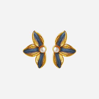Azure Gilded Petal Earrings