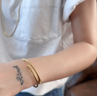 Gold Double Hoop Bracelet with Delicate Bands