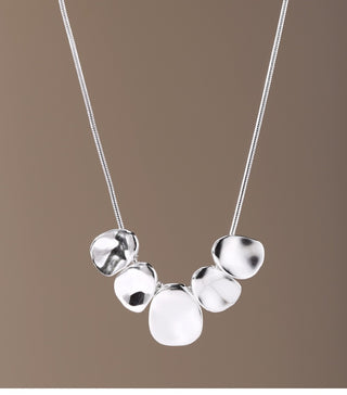 Irregular Disc Droplet Necklace in 925 Sterling Silver