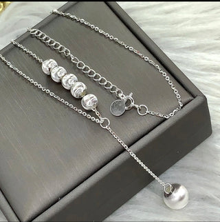 Enchanting S925 Sterling Silver Fringed Cat's Eye Bead Necklace