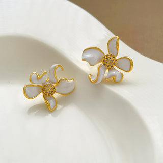 White Irregular Blossom Earrings