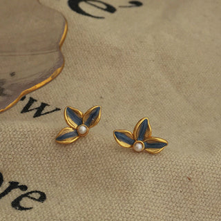 Azure Gilded Petal Earrings
