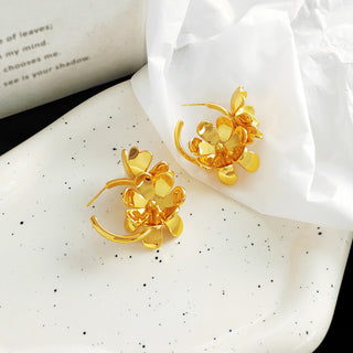 Golden Bloom Trillium Earrings