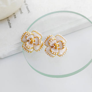 Pearl Camellia Earrings