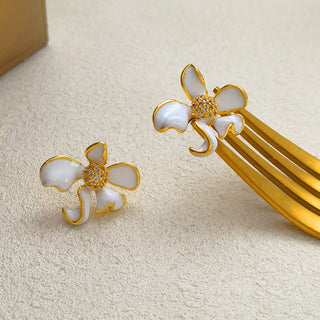 White Irregular Blossom Earrings