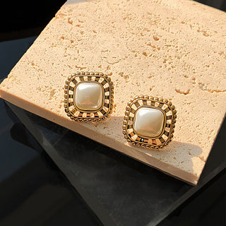 Filigree Pearl Square Earrings