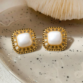 Filigree Pearl Square Earrings