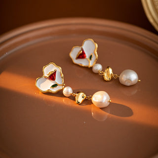 Rose Heart Pearl Earrings