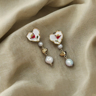 Rose Heart Pearl Earrings
