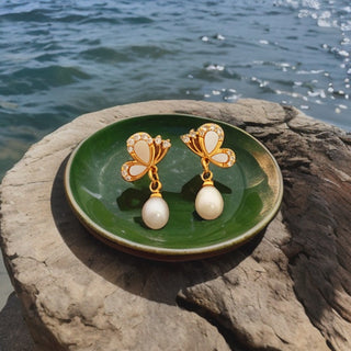 Elegant Butterfly Pearl Earrings